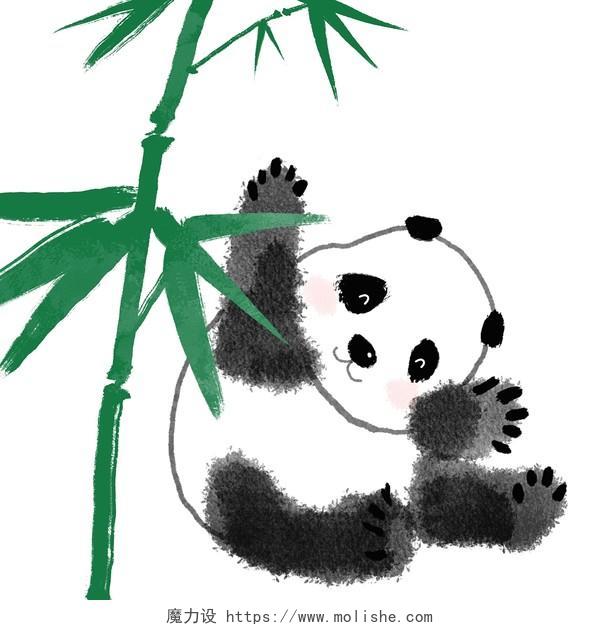 水墨竹子熊猫古风动物可爱国宝png素材水墨竹子元素